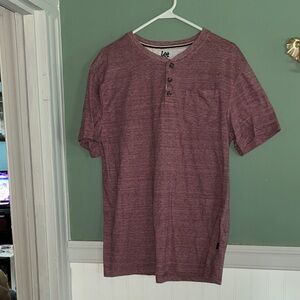 Lee Men's Maroon Short Sleeve Henley